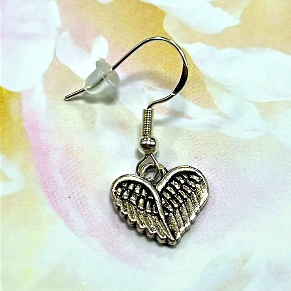 Handmade Sterling Silver Angel Wing Heart Earrings! - Picture 2 of 4